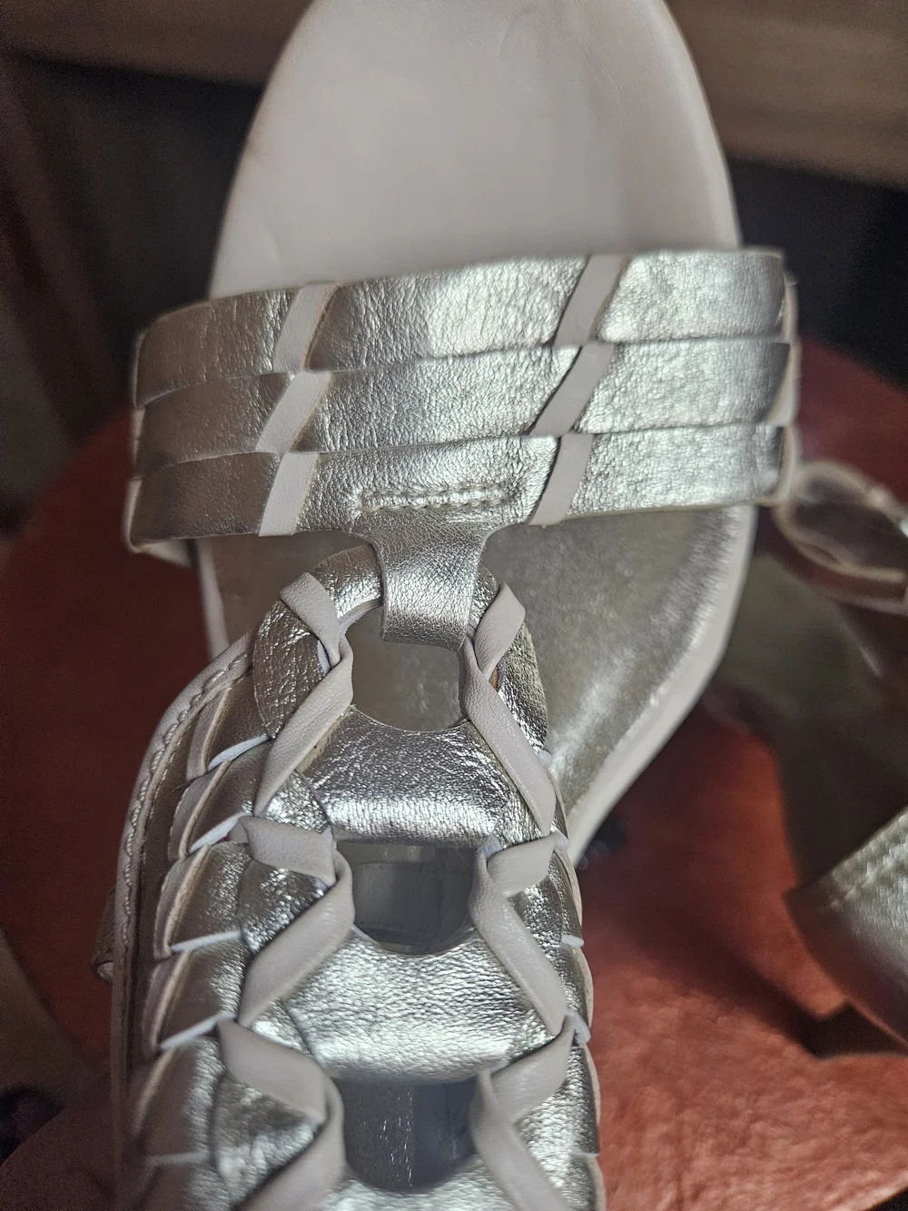 Cole Haan Silver Braided Leather High-Heel Sandals Size 10 Nikeair Comfartable